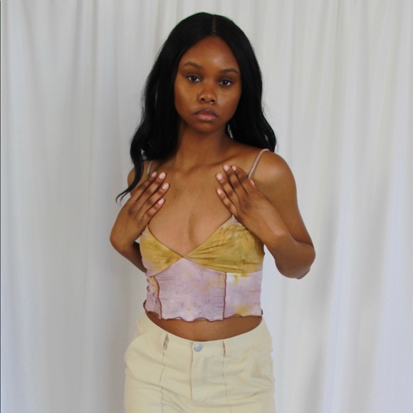 ❀ Tye Dye Lettuce Trim Crop Cami - Picture 6 of 7